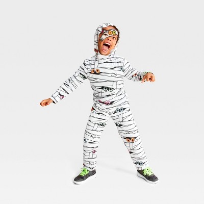 Photo 1 of (M) Kids' Blacklight Responsive Neon Eyes Mummy Halloween Costume Jumpsuit - Hyde & EEK! Boutique™