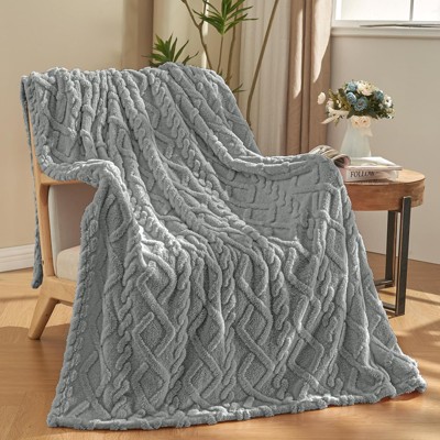 Inhand Fleece Throw Blanket – 50"x60" Super Soft Lightweight Blanket with 3D Jacquard Weave Pattern Blanket for Couch and Bed