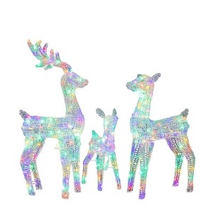 Karl Home 3-Piece Lighted Christmas Reindeer Family  with 270 LED Multi-color Lights and 6 Lighting Modes  Outdoor Decorations - 1 of 4