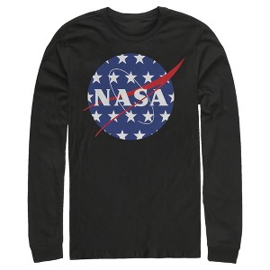 Men's NASA American Flag Large Stars Logo Long Sleeve Shirt - 1 of 3