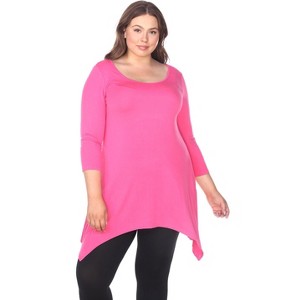 Women's Plus Size 3/4 Sleeve Makayla Tunic Top with Pockets - White Mark - 1 of 3