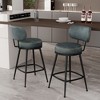 Dyonery Bar Stools Set of 2, 26" Height Mid Century Modern Swivel Counter Height Barstools with Back, Metal Base,Faux Leather - Green - 3 of 4