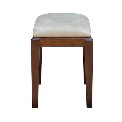Espresso Brown Solid Wood Upholstered Vanity Bench