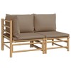 vidaXL 2 Piece Patio Lounge Set with Taupe Cushions Bamboo - 2 of 4