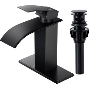 Qomolangma Waterfall Bathroom Faucet,Modern Single Handle with Deck Black - 1 of 1