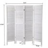 Sandinrayli 4 Panel Wood Louvered Room Divider, 5.6 Ft Tall Oriental Folding Freestanding Privacy Screen Room Dividers (White) - 2 of 4