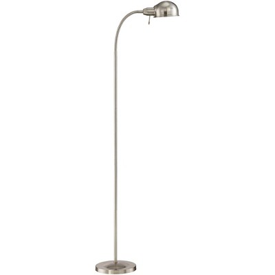360 Lighting Modern Task Floor Lamp with USB Charging Port 61" Tall Satin Nickel Adjustable Gooseneck Arm for Living Room Reading