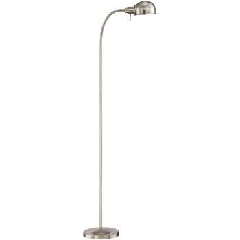 360 Lighting Modern Task Floor Lamp with USB Charging Port 61" Tall Satin Nickel Adjustable Gooseneck Arm for Living Room Reading