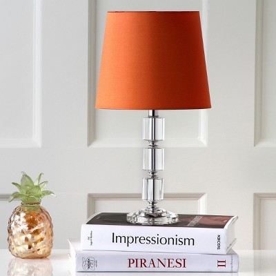 Erin Crystal Cube Table Lamp with Burnt Orange Shade, Set of 2