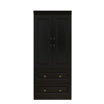 Keloyid Black Wood 31.5 in. Armoire with 2 Drawers and 2 Doors