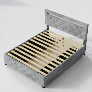 Vynxaria Queen Size Upholstered Platform Storage Bed Frame - 1 of 4
