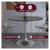 LeisureMod Verve 36" Round Dining Table, Modern Sintered Stone Top Dining Table with Brushed Chrome Stainless Steel Pedestal Table Base - 4 of 4