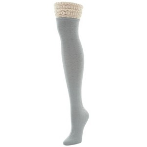 Memoi Women's Romance Rounds Over The Knee Socks Light Gray One Size - 1 of 1