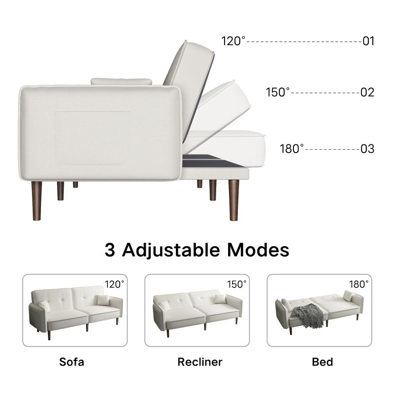 Convertible Futon Sofa Bed with Wooden Legs - ModernLuxe, 5 of 12