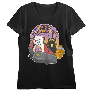 Bananya Vampire Costume Happy Halloween Women’s Black Crew Neck Short Sleeve T-shirt - 1 of 3