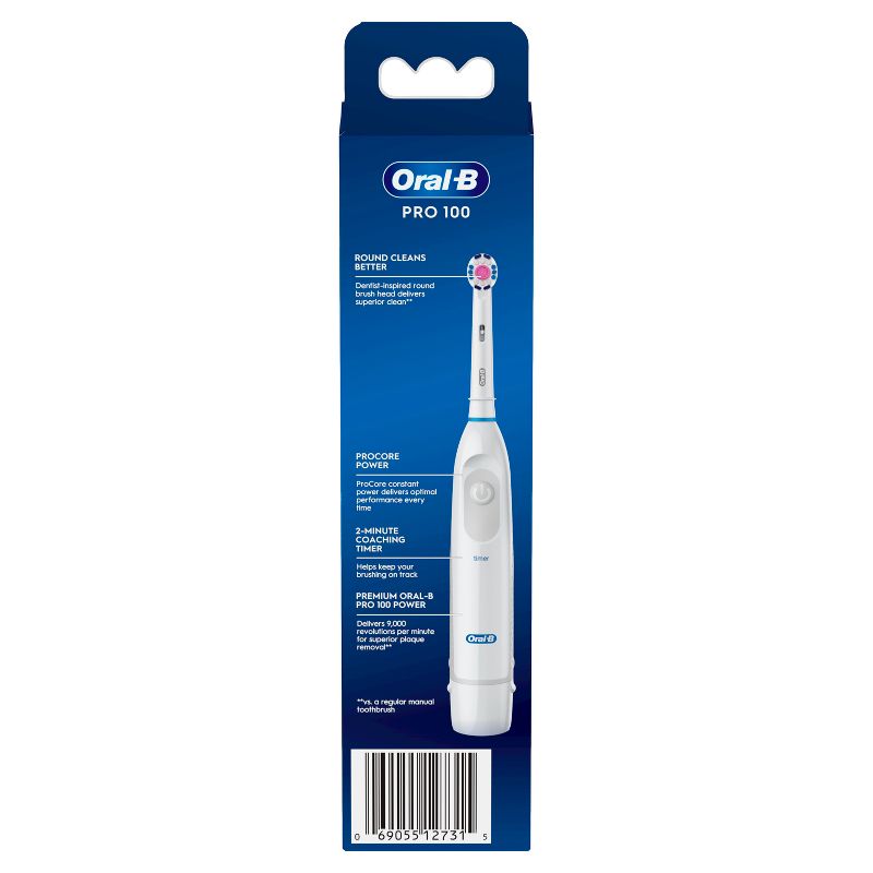Oral-B Pro 100 3D White Brilliance Whitening Battery Toothbrush - White, 4 of 10