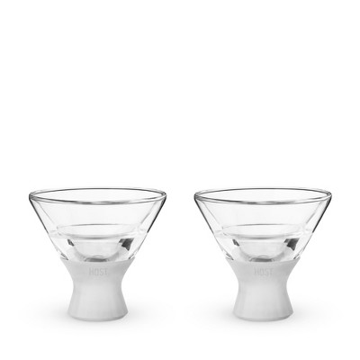 Glass Martini Freeze Cooling Cups with Silicone Grip, Set of 2