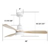 Sofucor Low Profile Ceiling Fan With Lights Remote Control 48'' Modern Wood Blade Ceiling Fan For Bedroom Living Room Indoor Outdoor Farmhouse Patio - 4 of 4
