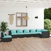 vidaXL Patio Lounge Set Outdoor Sectional Sofa Set Table Garden Poly Rattan - Black and Water Blue 3x Corner 4x Middle - 2 of 4