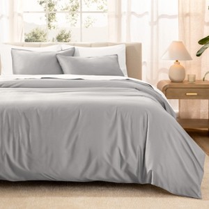 400 Thread Count Organic Cotton Sateen Duvet Cover and Sham Set by Bare Home - 1 of 4