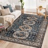 Washable Non Slip Low Pile Area Rug for Living Room Vintage Floral Indoor Carpet Stain Resistant Foldable Floor Cover - 3 of 4