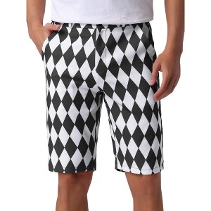 INSPIRE CHIC Men's Regular Fit Flat Front Contrasting Colors Argyle Pattern Shorts - 1 of 4