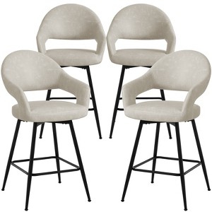 Bekrvio Swivel Counter Height Bar Stools Set of 2/4,26" Kitchen Bar Chairs w/Hollow Back,Faux Leather/Velvet Upholstered for Kitchen Island - 1 of 4