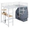 Twin Size Metal Loft Bed with Desk and Shelves - 4 of 4