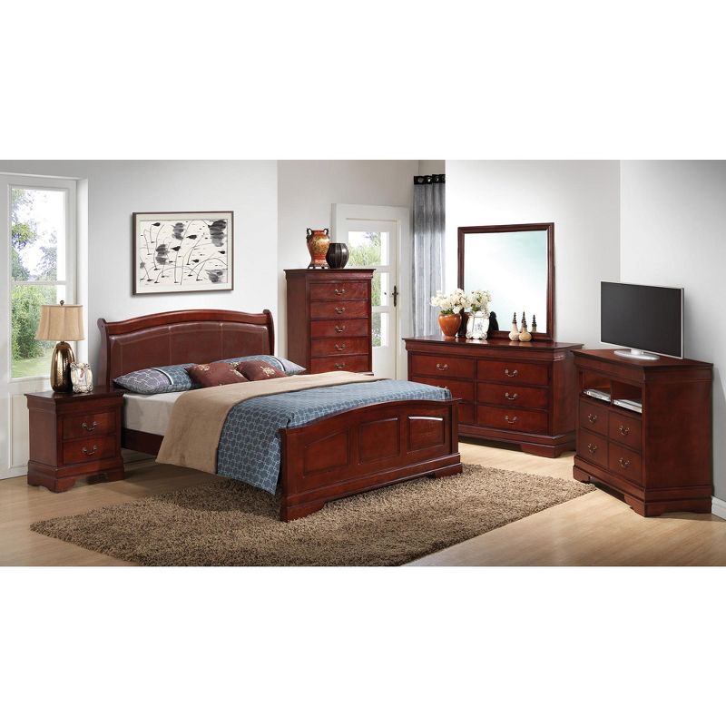 Passion Furniture Louis Philippe UpholsteWood King Panel Bed, 3 of 7