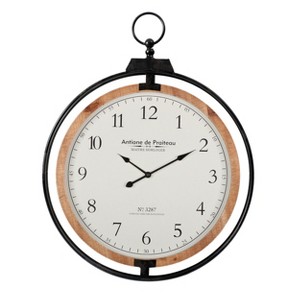 VIP Wood 29.5 in. White Round Frame Wall Clock with Top Pin - 1 of 2