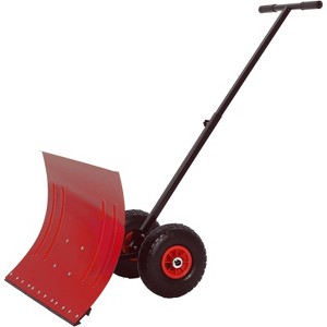 29" Wheeled Snow Shovel for Driveway Adjustable Height & 5-Angle Blade with Ergonomic Handle - 1 of 4
