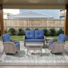 Belord Outdoor Patio Furniture Set with Glider Loveseat, Gray Wicker Deep Seating Patio Swivel Rocker Glider Chairs and Rattan Coffee Table - 2 of 4