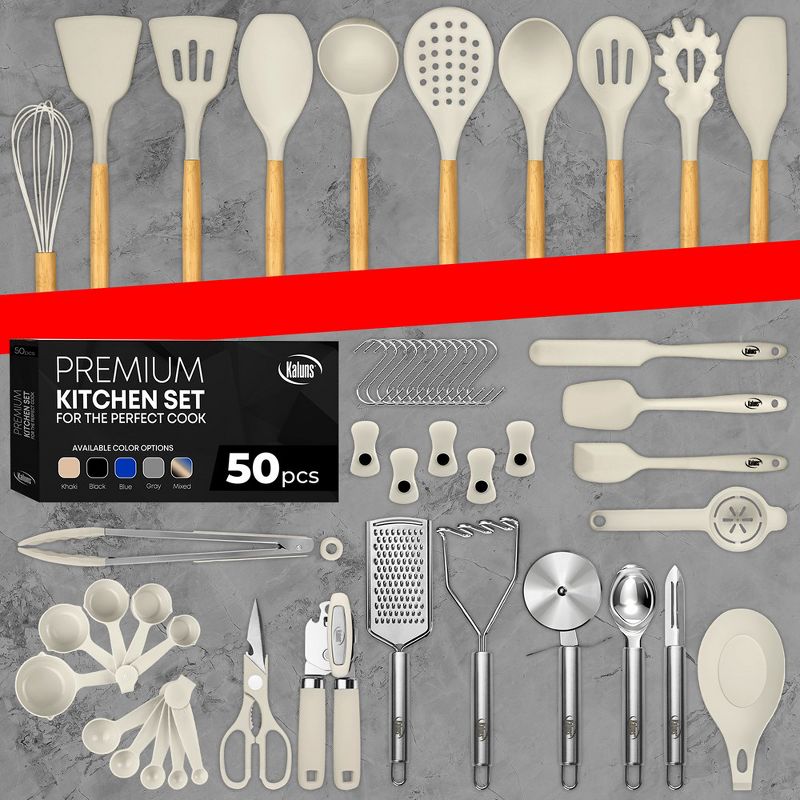 Kaluns Kitchen Utensils Set, 50 Piece Silicone And Stainless Steel Cooking Utensils, Dishwasher Safe and Heat Resistant Kitchen Tools, 5 of 8