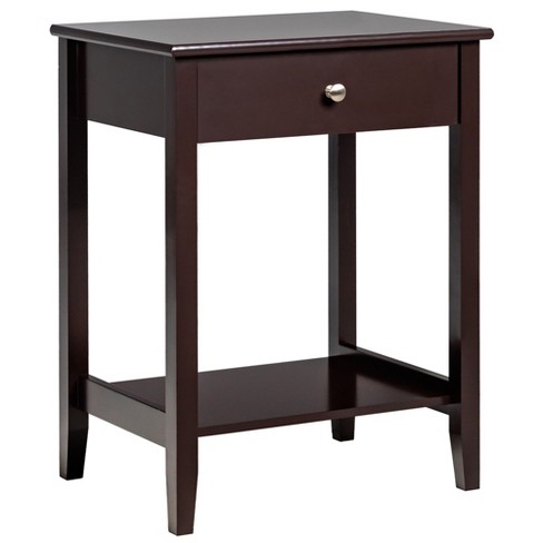 Costway Set Of 2 End Bedside Table Rectangular Nightstand W/ 2 Drawers &  Shelf Espresso : Target