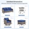 Buenhomino 6 Piece Patio Conversation Sets with Sofa Couch, Rattan Wicker Swivel Chairs with 2 Ottoman, Coffee Table & Cushions, Outdoor Furniture Set - 3 of 4