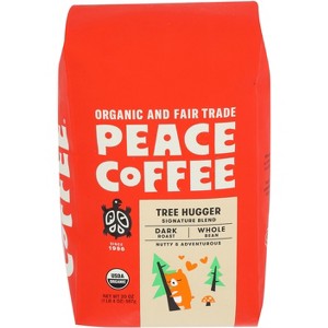 Peace Coffee Whole Bean Dark Roast Tree Hugger Blend - Case of 4 - 20 oz - 1 of 1