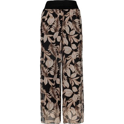 Women's Palazzo Wide Leg Pant With Side Slits - M made in Italy