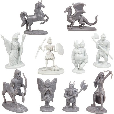 Fantasy Creatures 10-Piece Gray and White Action Figure Set