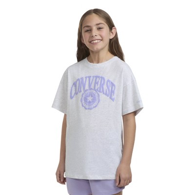 Converse® Girls' Oversized Short Sleeve Graphic T-Shirt - Violet Heather