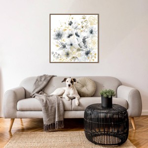 Amanti Art Watercolor Gray and Goldenrod Floral by Tre Sorelle Studios Framed Canvas - 1 of 4
