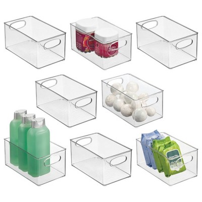 mDesign Plastic Bath Vanity Storage Organizer Bin with Handles, 8 Pack, Clear, USA Made