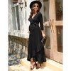 YesFashion Women's Maternity Dress Casual V Neck 3/4 Sleeve Wrap Dress Ruffle Hi-Low Maxi Nursing Breastfeeding Dress with Belted - 3 of 4