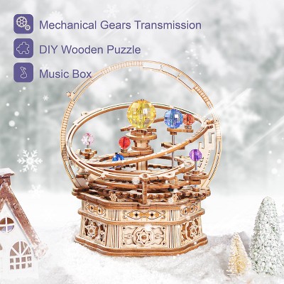 Детские куклы Etokfoks Starry Night 3D Wooden Music Box Puzzle Kit for Adults 84 Piece DIY Mechanical Model Plays Memory from Cats Gift — фото 2