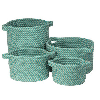 Colonial Mills Homestead 4-Piece Basket Set, 10"x10"x7"/13"x13"x9"/15"x15"x18"/16"x16"x10", Turquoise, 4 Count