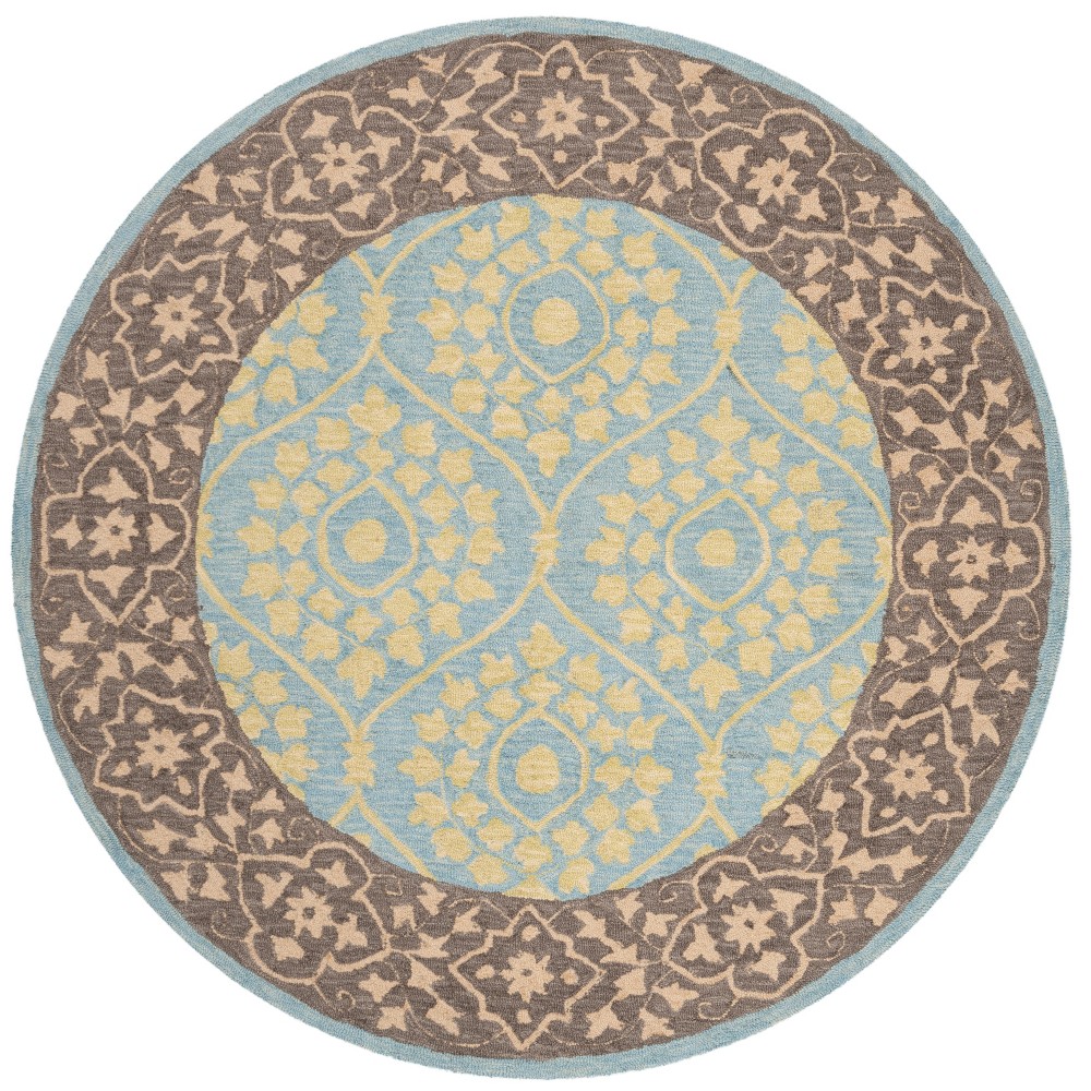 5' Leaf Hooked Round Area Rug Chocolate/Yellow - Safavieh