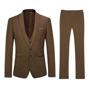 Cloudstyle Men's 3-Piece 2 Buttons Slim Fit Solid Color Jacket Smart Wedding Formal Suit - 1 of 4