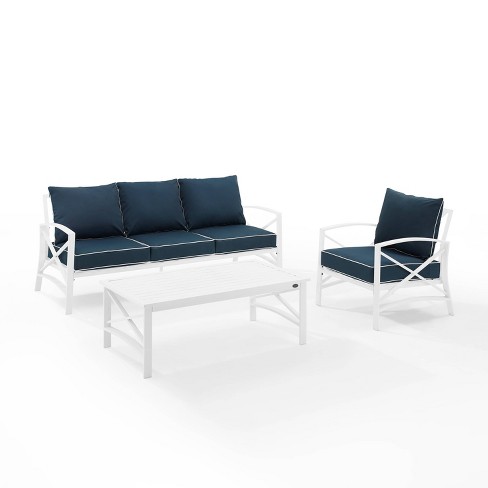 Kaplan 3pc Outdoor Sofa Set With Sofa Arm Chair With Coffee