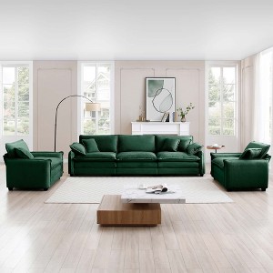 3 Pieces Sofa Set with Soft Cushions and Pillows, Warm Cozy Design, Flexible Sofa Combinations, and Foam Cushions - 1 of 4