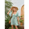 Coolmee Women's Summer Dress Deep V Neck Flared Sleeve Elegant Bow Flowy Casual Holiday Mini Dress - 4 of 4