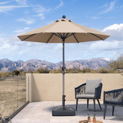PURPLE LEAF Patio Umbrella Outdoor Table Umbrella Aluminum Frame Market Umbrella Sun Umbrella with 8 Sturdy Ribs